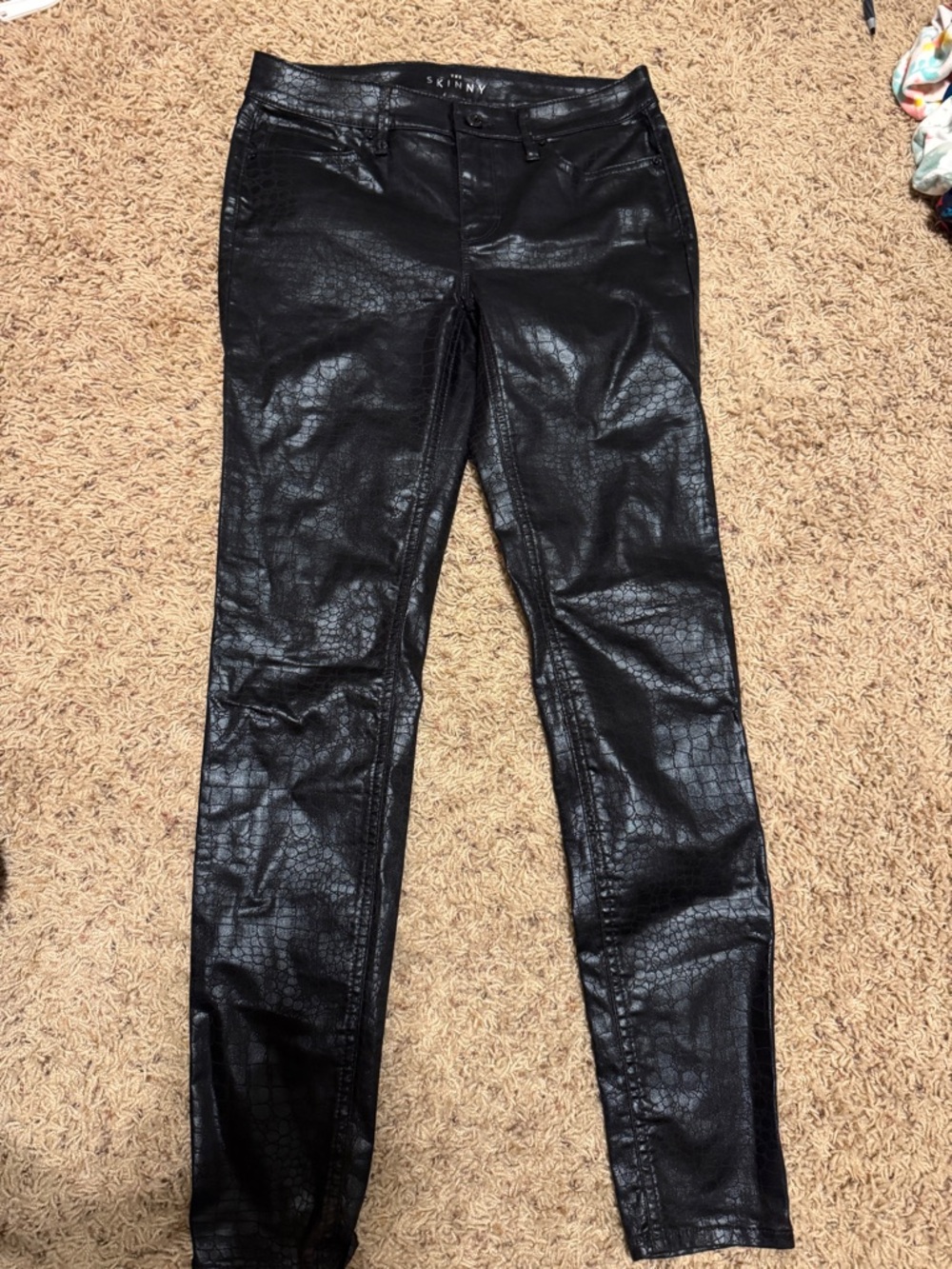 White House Black Market Black Croc-Embossed Skinny Pants